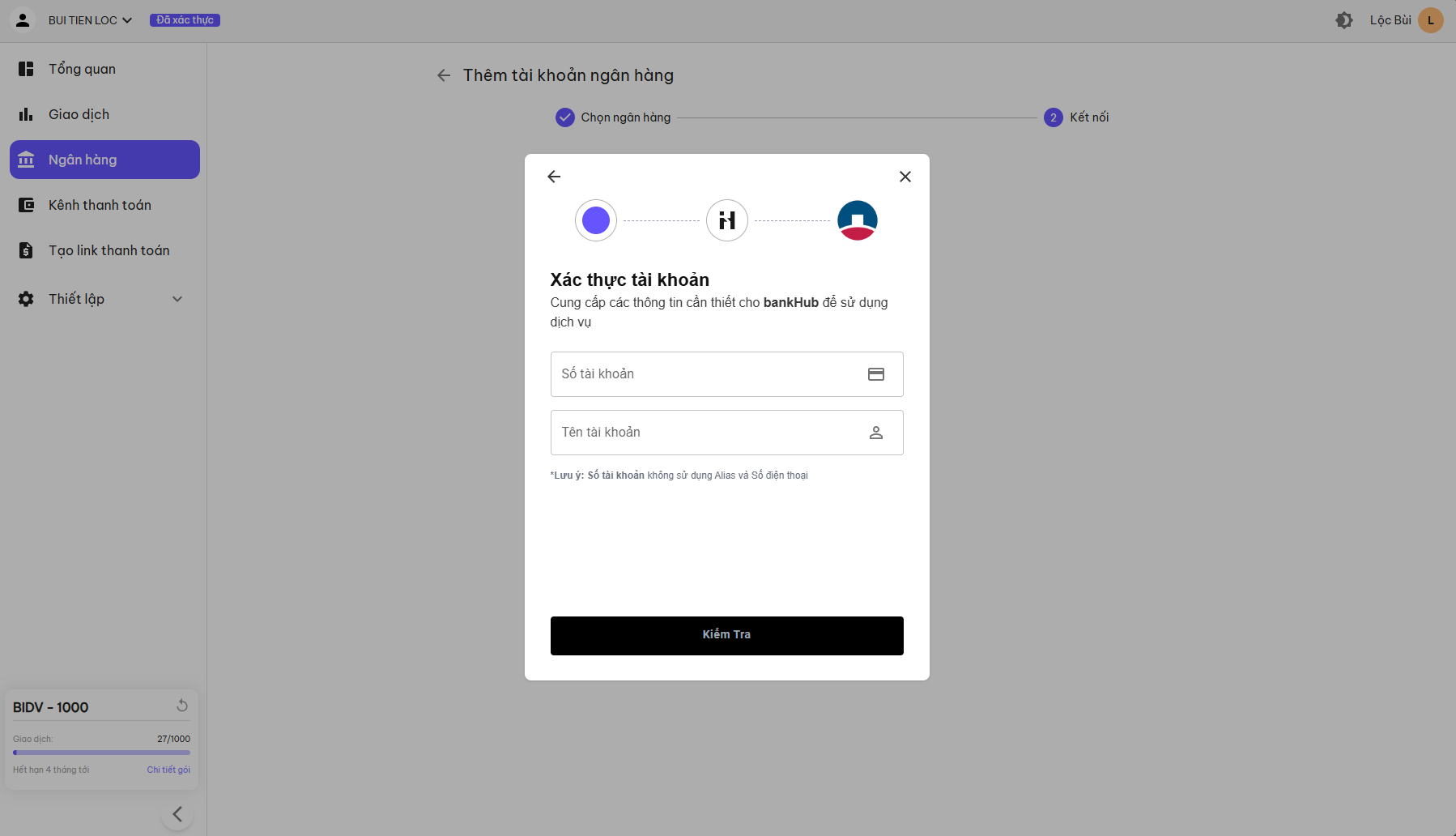 payOS fill VietinBank account number info