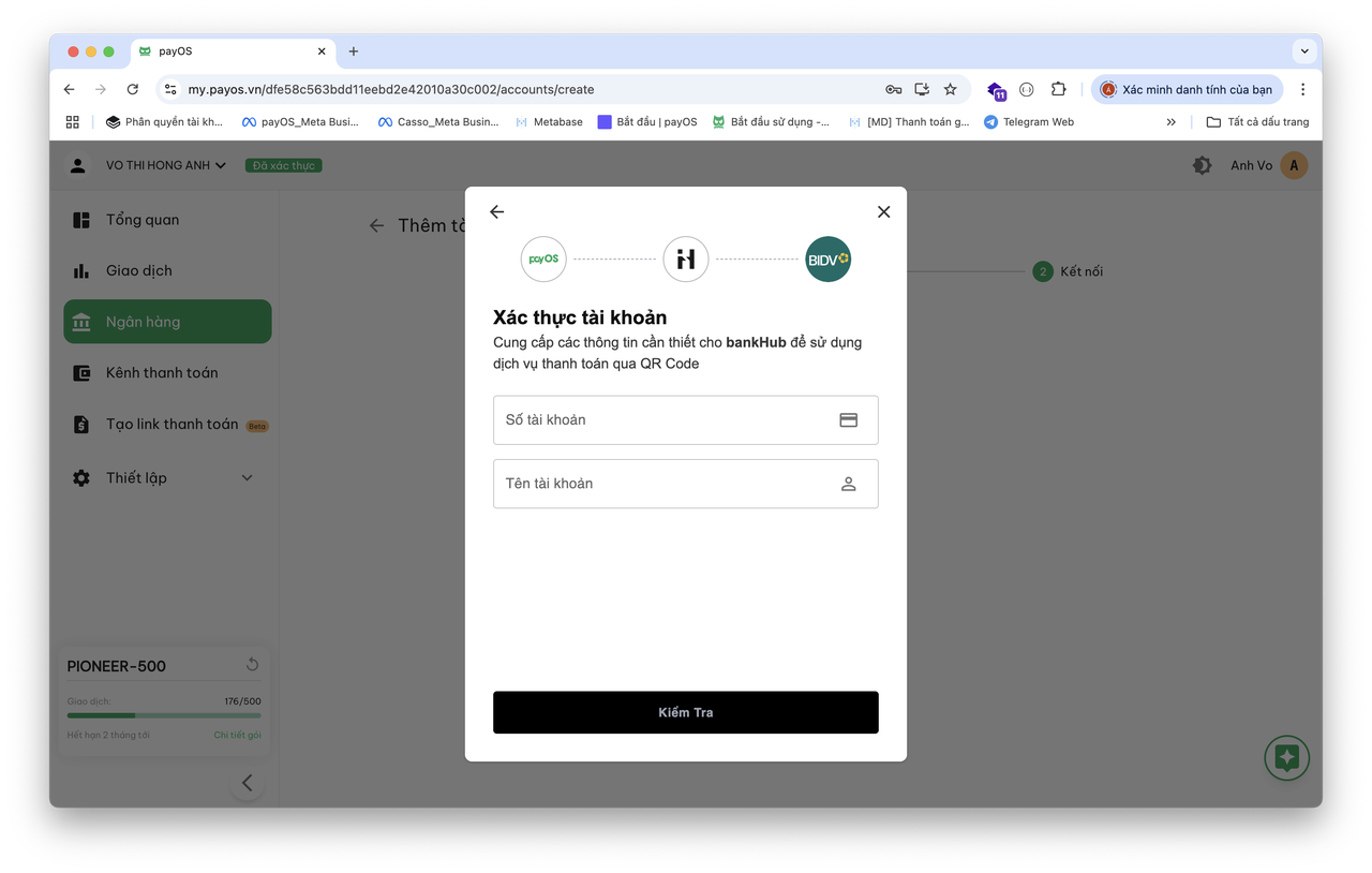 payOS fill BIDV account number info