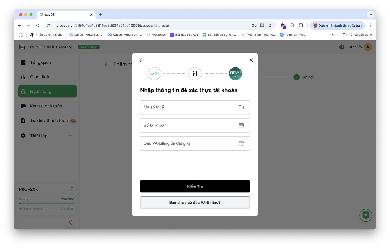 payOS register VA BILLING