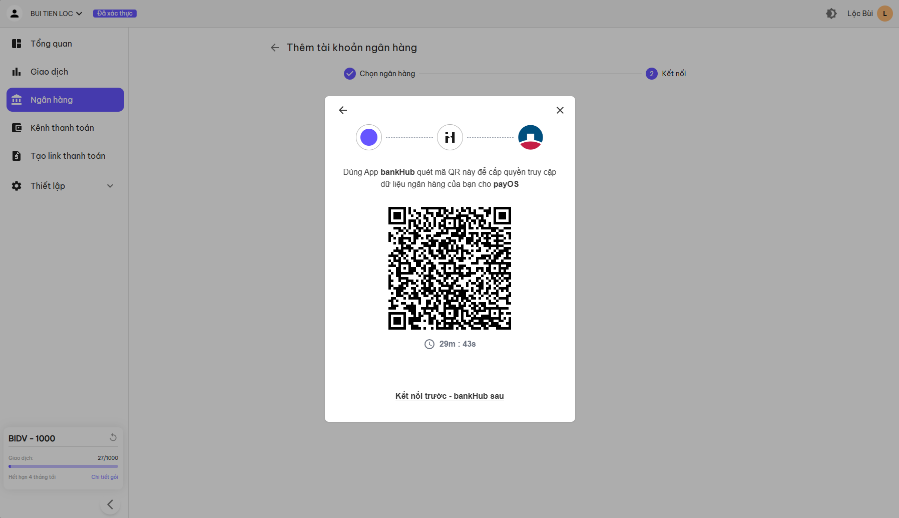 payOS link VietinBank by Scan QR Cas
