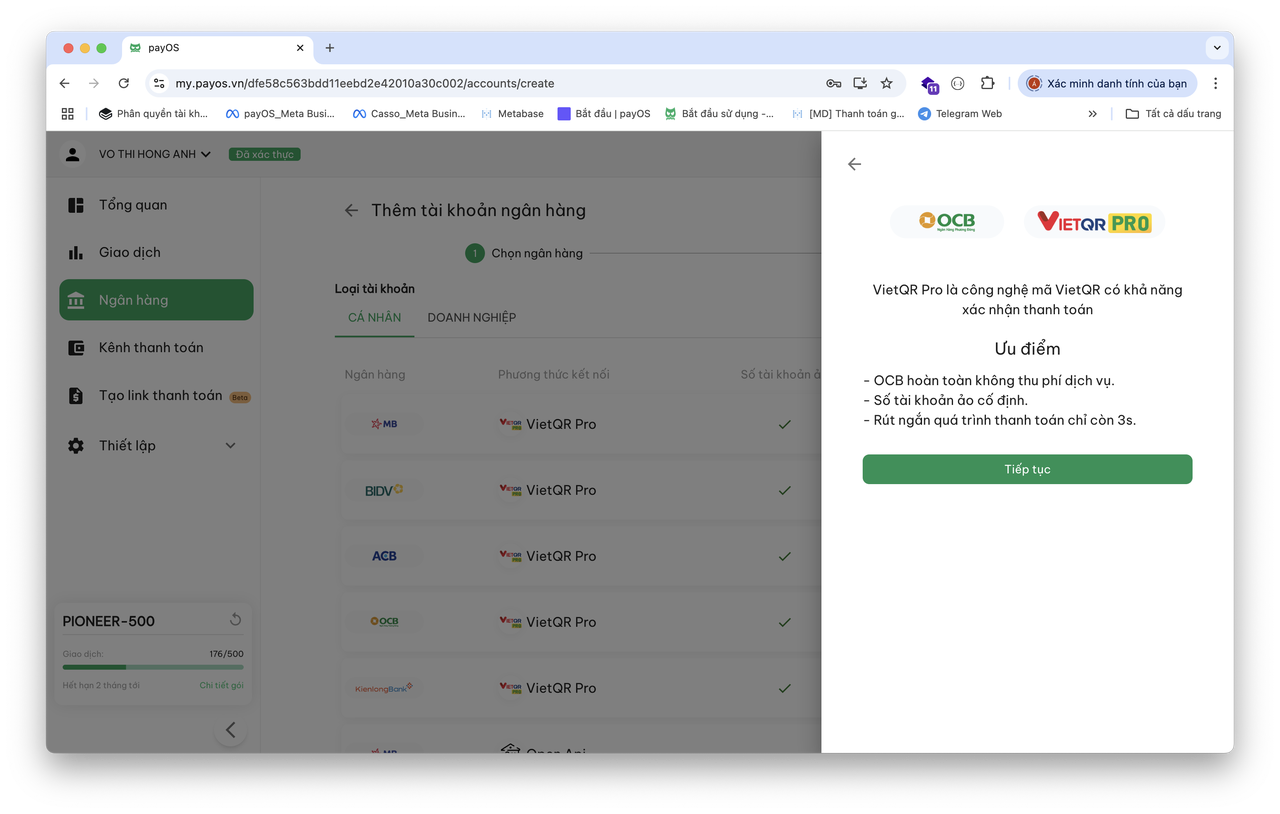 payOS select OCB bank account page